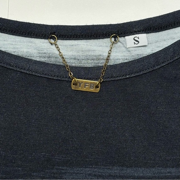 YFB Revolve Rudy Dress Size S Midi Lightweight Bodycon Long Sleeve Striped NEW - Picture 6 of 9